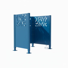 Waste Bin Privacy Screen Venice from Steel – Complete Set (750x750 mm, Gentian Blue)
