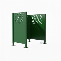 Mülltonnen Sichtschutz Venedig  aus Stahl – Komplettset (750x750 mm, Moosgrün)