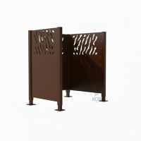 Garbage Bins Privacy Screen Venice Made of Steel – Complete Set (750x750 mm, Chocolate Brown)