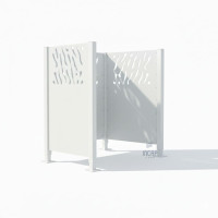 Garbage Bins Privacy Screen Venice in Steel - Complete Set (750x750 mm, Pure White)