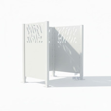 Garbage Bins Privacy Screen Venice in Steel - Complete Set (750x750 mm, Pure White)