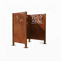 Mülltonnen Sichtschutz Venedig  aus Stahl – Komplettset (750x750 mm, Rost Corten-Effekt)