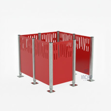 Trash Bins Privacy Screen Venice in Steel – Complete Set (1500x1500 mm, Purplish Red)