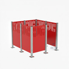 Waste Bin Screen Venice in Steel - Complete Set (1500x1500 mm, Traffic Red)
