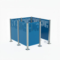 Waste Bin Privacy Screen Venice Steel - Complete Set (1500x1500 mm, Gentian Blue)