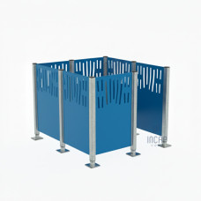 Waste Bin Privacy Screen Venice Steel - Complete Set (1500x1500 mm, Gentian Blue)