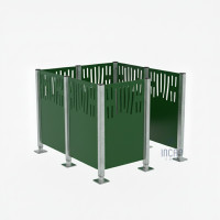 Garbage Bins Privacy Screen Venice in Steel – Complete Set (1500x1500 mm, Moss Green)