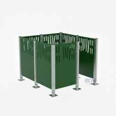 Garbage Bins Privacy Screen Venice in Steel – Complete Set (1500x1500 mm, Moss Green)