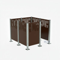 Waste Bin Privacy Screen Venice Steel - Complete Set (1500x1500 mm, Chocolate Brown)