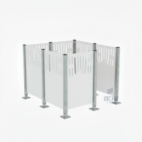 Garbage Bins Privacy Screen Venice in Steel – Complete Set (1500x1500 mm, Pure White)