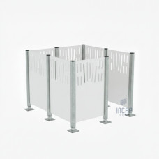 Garbage Bins Privacy Screen Venice in Steel – Complete Set (1500x1500 mm, Pure White)