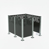 Garbage Bins Privacy Screen Venice Made of Steel – Complete Set (1500x1500 mm, Procity Gray)