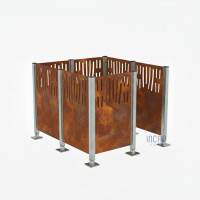 Garbage Bin Privacy Screen Venice in Steel - Complete Set (1500x1500 mm, Rust Corten Effect)