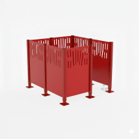 Trash Bins Privacy Screen Venice in Steel – Complete Set (1500x1500 mm, Purplish Red)