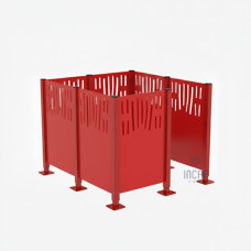 Waste Bin Screen Venice in Steel - Complete Set (1500x1500 mm, Traffic Red)