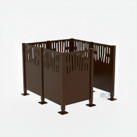 Waste Bin Privacy Screen Venice Steel - Complete Set (1500x1500 mm, Chocolate Brown)
