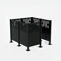 Garbage Bins Screen Venedig  in Steel - Complete Set (1500x1500 mm, Deep Black)