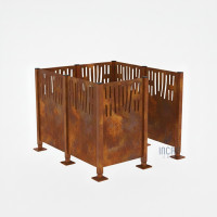 Garbage Bin Privacy Screen Venice in Steel - Complete Set (1500x1500 mm, Rust Corten Effect)