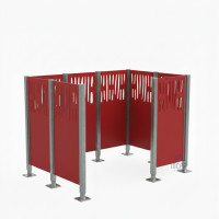 Mülltonnen Sichtschutz Venedig  aus Stahl – Komplettset (1500x2225 mm, Verkehrsrot)