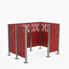 Waste Bin Privacy Screen Venice Steel – Complete Set (1500x2225 mm, Traffic Red)