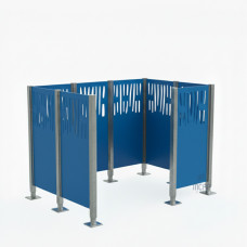 Garbage Bins Privacy Screen Venice with Steel – Complete Set (1500x2225 mm, Gentian Blue)