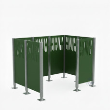 Garbage Bin Privacy Screen Venice Made of Steel – Complete Set (1500x2225 mm, Moss Green)