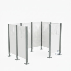 Garbage Bins Privacy Screen Venice Made of Steel – Complete Set (1500x2225 mm, Pure White)