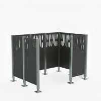 Garbage Bins Privacy Screen Venice Made of Steel – Complete Set (1500x2225 mm, Procity Gray)