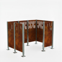 Mülltonnen Sichtschutz Venedig  aus Stahl – Komplettset (1500x2225 mm, Rost Corten-Effekt)