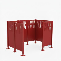 Mülltonnen Sichtschutz Venedig  aus Stahl – Komplettset (1500x2225 mm, Verkehrsrot)