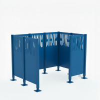 Mülltonnen Sichtschutz Venedig  aus Stahl – Komplettset (1500x2225 mm, Enzianblau)