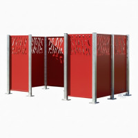Trash Bins Privacy Screen Venice Made of Steel – Complete Set (1500x2960 mm, Purple)