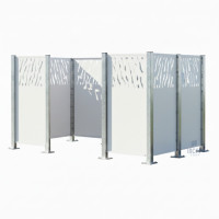 Garbage Bins Privacy Screen Venice Steel - Complete Set (1500x2960 mm, Pure White)
