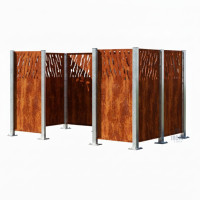 Mülltonnen Sichtschutz Venedig  aus Stahl – Komplettset (1500x2960 mm, Rost Corten-Effekt)