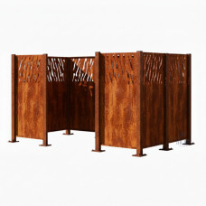 Mülltonnen Sichtschutz Venedig  aus Stahl – Komplettset (1500x2960 mm, Rost Corten-Effekt)
