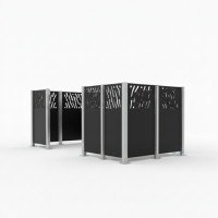 Trash Bins Privacy Screen Venice  made of Steel – Complete Set (1500x3700 mm, Deep Black)