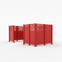 Garbage Bins Privacy Screen Venice in Steel – Complete Set (1500x3700 mm, Purple).