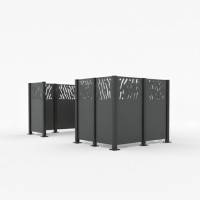 Garbage Bins Privacy Screen Venice in Steel - Complete Set (1500x3700 mm, Procity Grey)