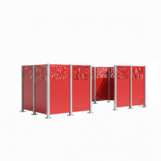 Mülltonnen Sichtschutz Venedig  aus Stahl – Komplettset (1500x4440 mm, Verkehrsrot)