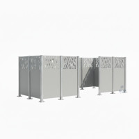 Garbage Bins Privacy Screen Venice Steel - Complete Set (1500x4440 mm, Silk Grey)