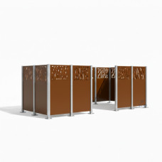 Mülltonnen Sichtschutz Venedig  aus Stahl – Komplettset (1500x4440 mm, Schokoladenbraun)