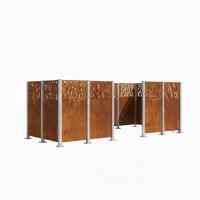 Garbage Bins Privacy Screen Venice in Steel - Complete Set (1500x4440 mm, Rust Corten Effect)
