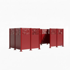 Mülltonnen Sichtschutz Venedig  aus Stahl – Komplettset (1500x4440 mm, Purpurrot)