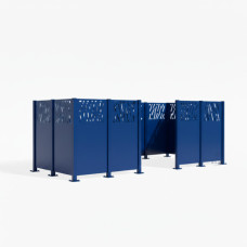 Mülltonnen Sichtschutz Venedig  aus Stahl – Komplettset (1500x4440 mm, Enzianblau)