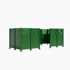 Mülltonnen Sichtschutz Venedig  aus Stahl – Komplettset (1500x4440 mm, Moosgrün)