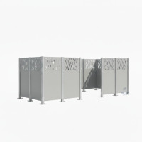 Garbage Bins Privacy Screen Venice Steel - Complete Set (1500x4440 mm, Silk Grey)