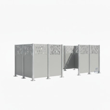 Mülltonnen Sichtschutz Venedig  aus Stahl – Komplettset (1500x4440 mm, Seidengrau)