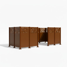 Mülltonnen Sichtschutz Venedig  aus Stahl – Komplettset (1500x4440 mm, Schokoladenbraun)