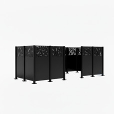 Mülltonnen Sichtschutz Venedig  aus Stahl – Komplettset (1500x4440 mm, Tiefschwarz)