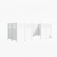 Waste Bin Privacy Screen Venice from Steel – Complete Set (1500x4440 mm, Pure White)
